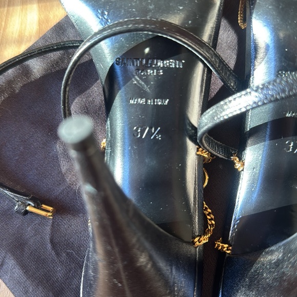 Saint Laurent Black and Gold Chain Heels - Picture 9 of 9